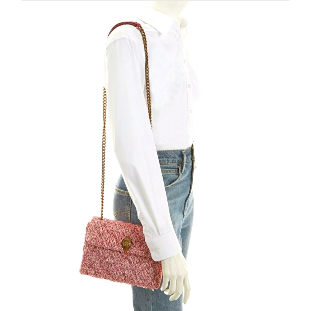 KURT GEIGER Tweed Mini Kensington Bag Pink